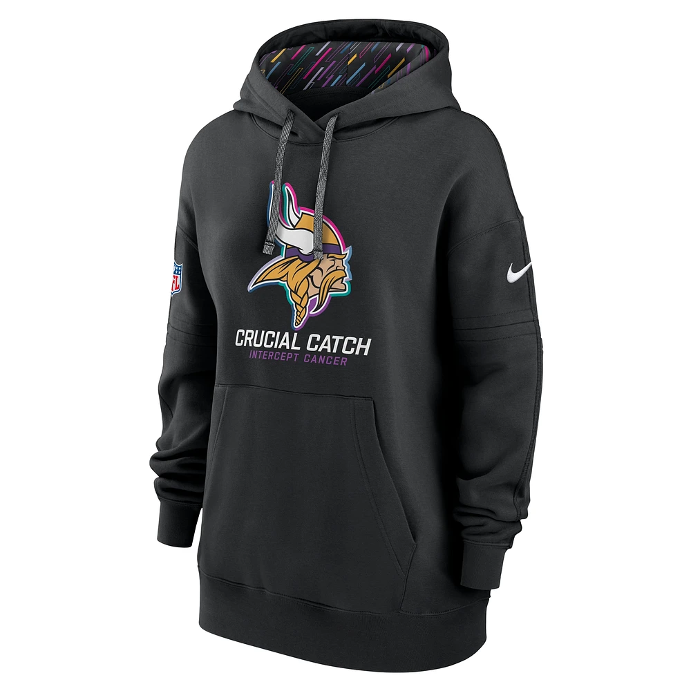 Women's Nike  Black Minnesota Vikings 2024 NFL Crucial Catch Club Pullover Hoodie