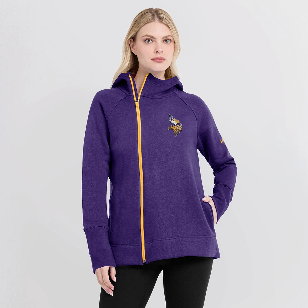 Women's Nike  Purple Minnesota Vikings Asymmetrical Raglan Full-Zip Hoodie