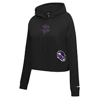 Women's Pro Standard Black Minnesota Vikings Jeweled Cropped Pullover Hoodie
