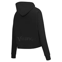 Women's Pro Standard Black Minnesota Vikings Jeweled Cropped Pullover Hoodie