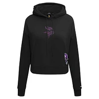 Women's Pro Standard Black Minnesota Vikings Jeweled Cropped Pullover Hoodie