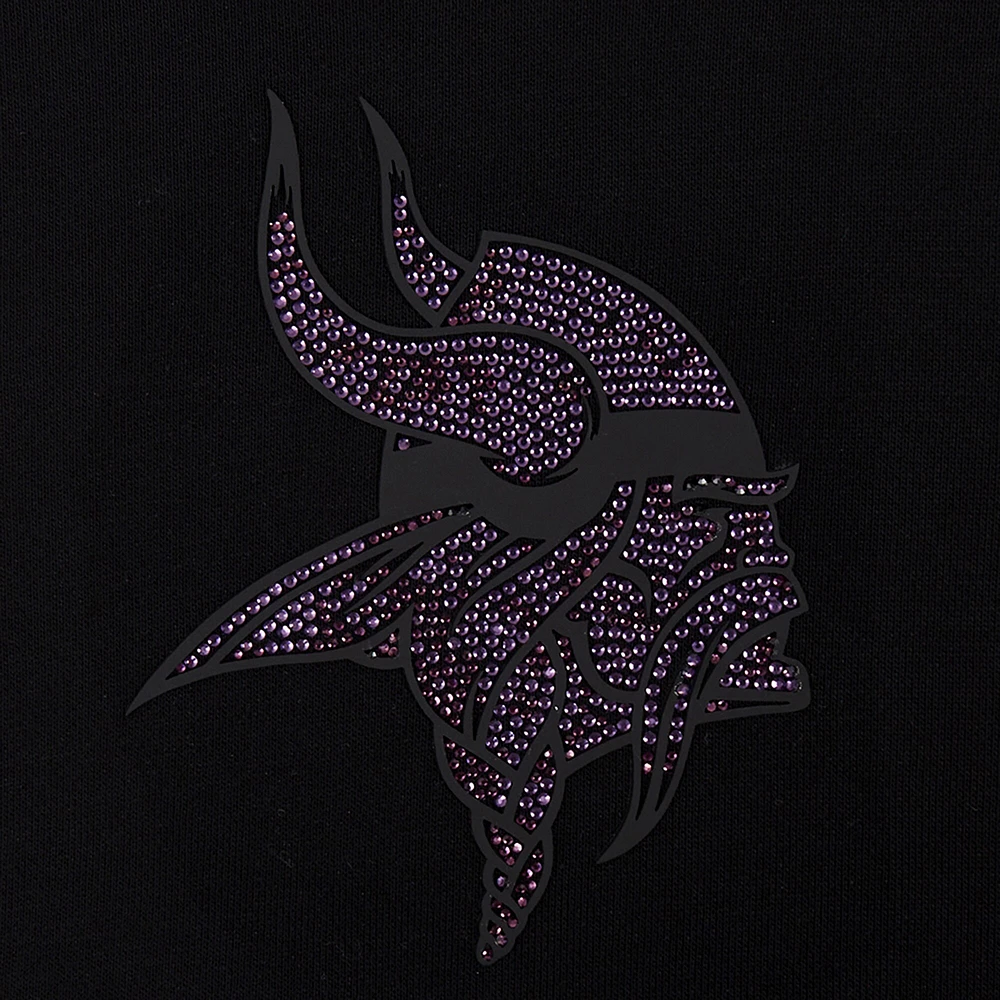 Women's Pro Standard Black Minnesota Vikings Jeweled Cropped Pullover Hoodie