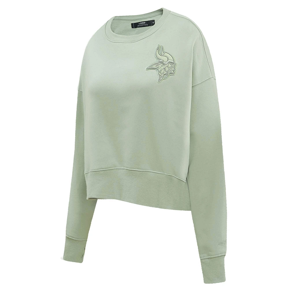 Women's Pro Standard  Light Green Minnesota Vikings Neutral Pullover Sweatshirt