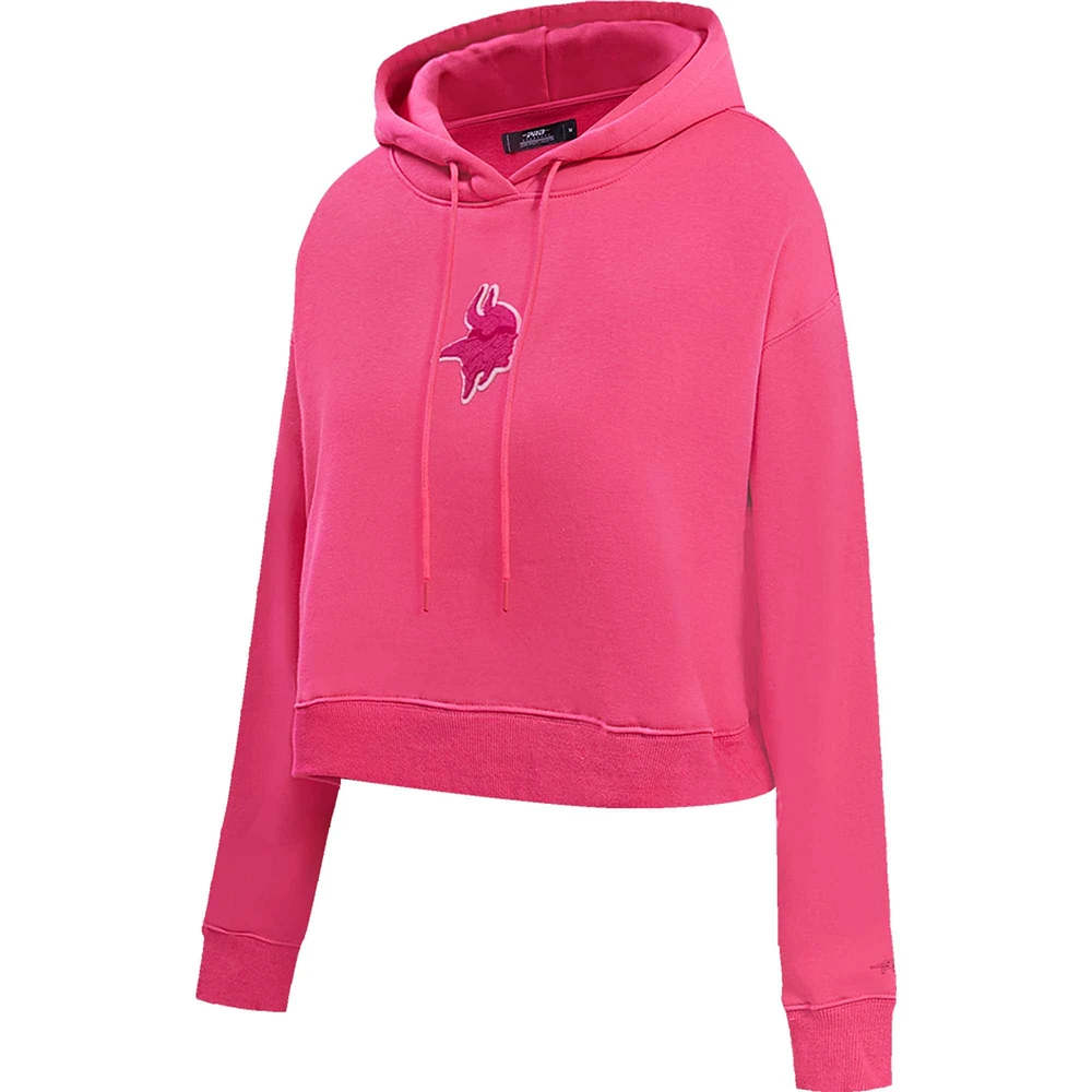 Women's Pro Standard Pink Minnesota Vikings Triple Cropped Fleece Pullover Hoodie