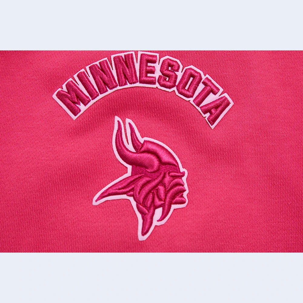Women's Pro Standard Pink Minnesota Vikings Triple Cropped Fleece Pullover Hoodie
