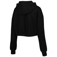 Women's The Wild Collective Black Minnesota Vikings Cropped Pullover Hoodie