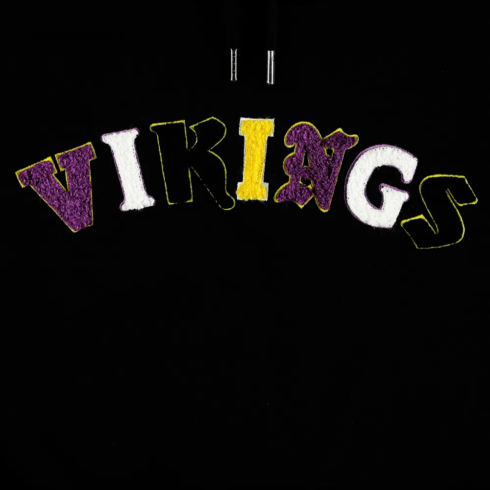 Women's The Wild Collective Black Minnesota Vikings Cropped Pullover Hoodie