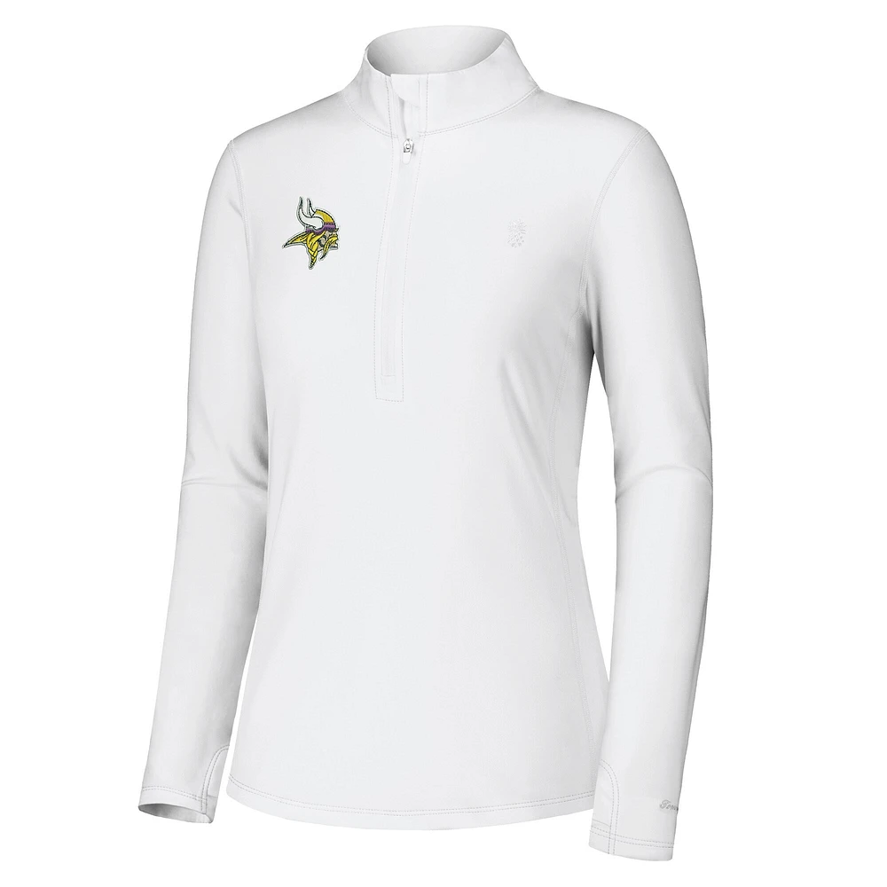 Women's Tommy Bahama White Minnesota Vikings Sport Playa Vista Quarter-Zip Jacket