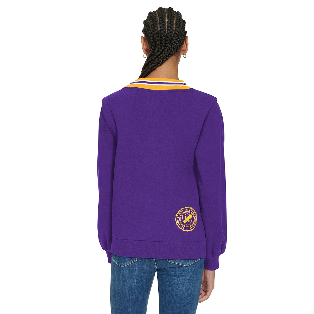 Women's Tommy Hilfiger Purple Minnesota Vikings Alice V-Neck Pullover Sweatshirt