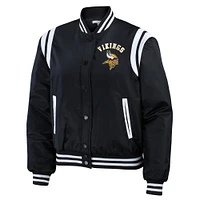 Women's WEAR by Erin Andrews  Black Minnesota Vikings Full-Snap Bomber Jacket