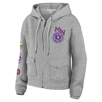 Women's WEAR by Erin Andrews Heather Gray Minnesota Vikings Full-Zip Hoodie