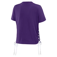 Women's WEAR by Erin Andrews Purple Minnesota Vikings Lace Up Side Modest Cropped T-Shirt