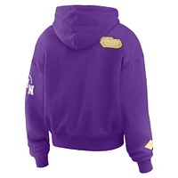 Women's WEAR by Erin Andrews Purple Minnesota Vikings Patch Quarter-Zip Pullover Hoodie