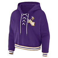 Women's WEAR by Erin Andrews Purple Minnesota Vikings Plus Lace-Up Pullover Hoodie