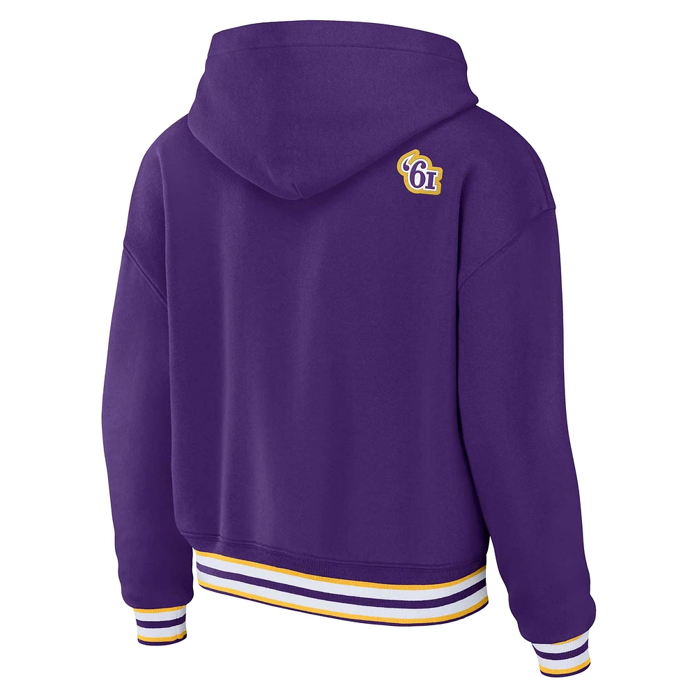 Women's WEAR by Erin Andrews Purple Minnesota Vikings Plus Lace-Up Pullover Hoodie