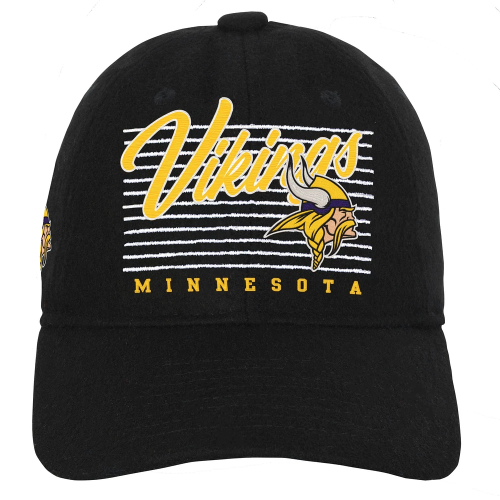 Youth Black Minnesota Vikings Retro Wooly Adjustable Hat