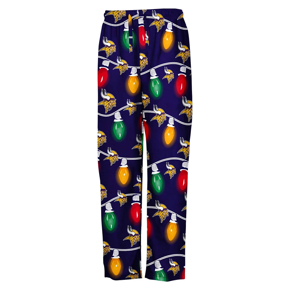 Youth Minnesota Vikings Two-Piece Garland Holiday Long Sleeve Pajama Set