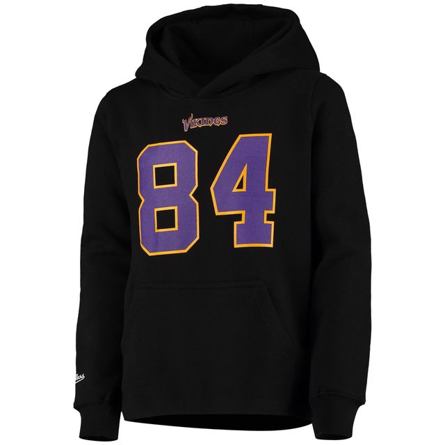 Chandail à capuchon en molleton avec nom et numéro du joueur la retraite Mitchell & Ness Randy Moss Black Minnesota Vikings pour jeune