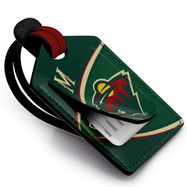 Étiquette de bagage en cuir personnalisée Minnesota Wild vert