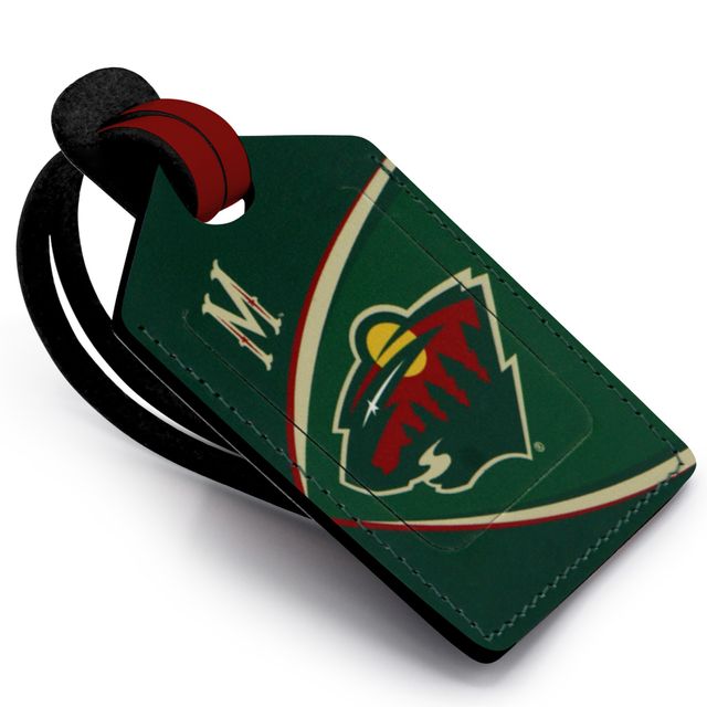 Étiquette de bagage en cuir personnalisée Minnesota Wild vert