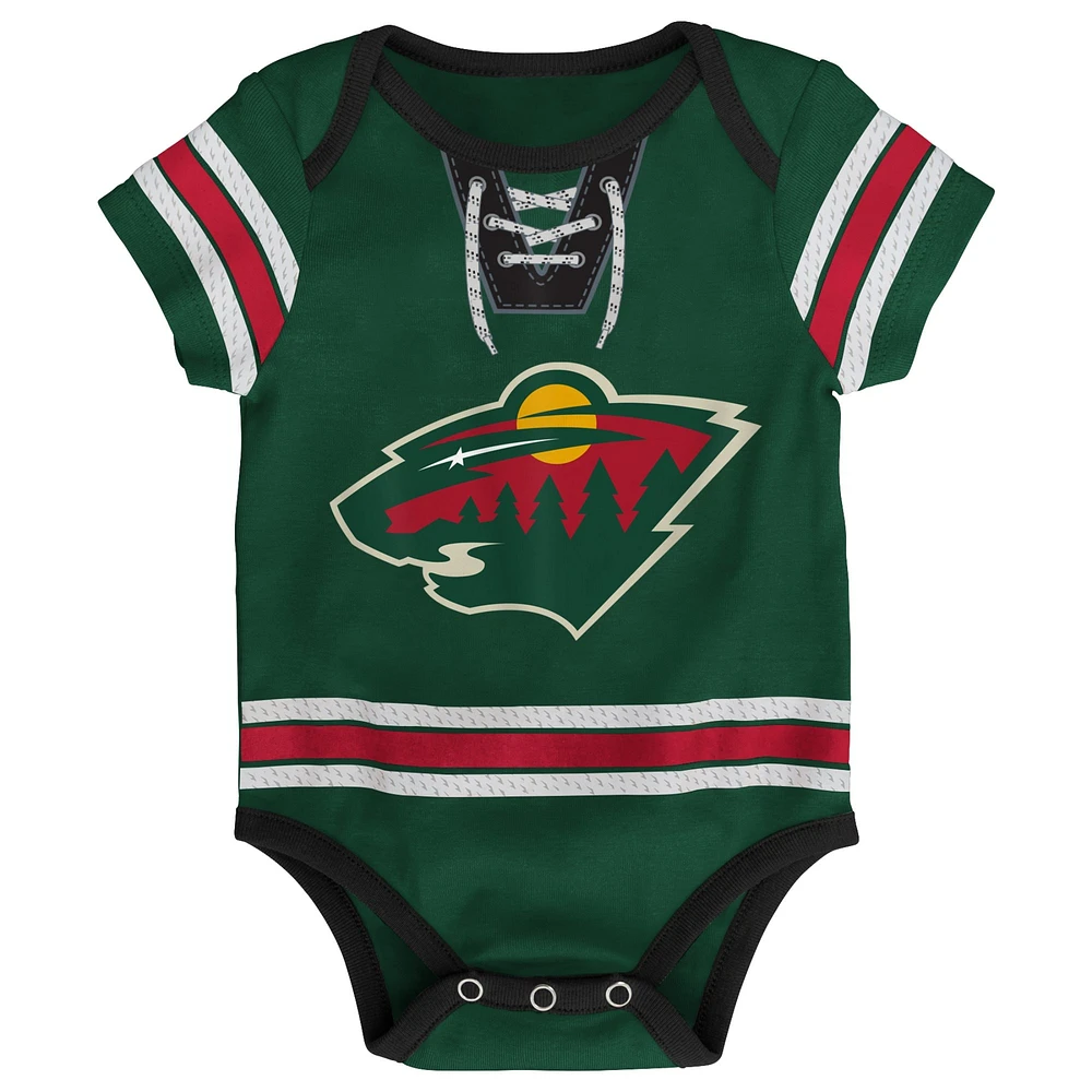 Infant Green Minnesota Wild Hockey Jersey Bodysuit