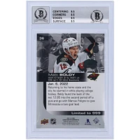 Matthew Boldy Minnesota Wild Autographed 2021-22 Upper Deck Game Dated Moments Rookie Debut #36 Beckett Fanatics Witnessed Authenticated 9/10 Card - 9.5/8.5/9.5/9.5 Subgrades
