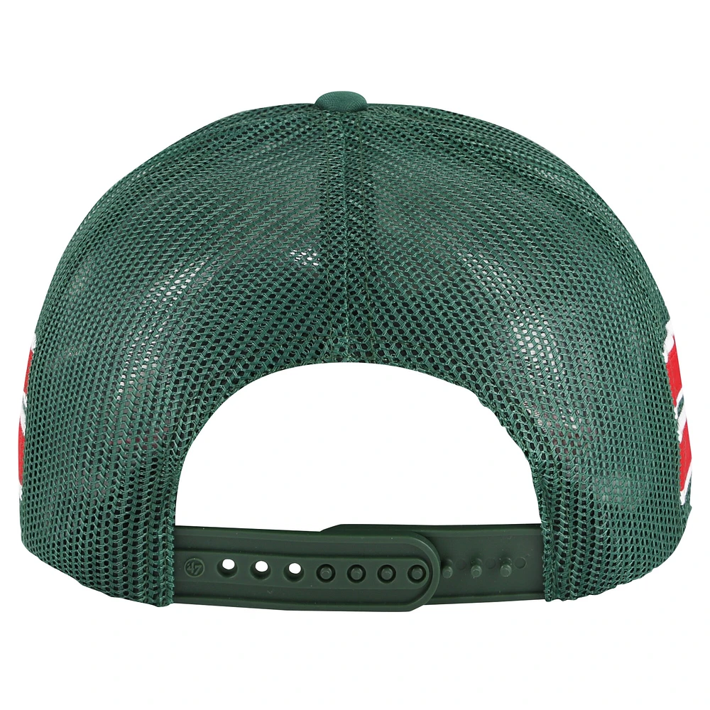Men's '47 Green Minnesota Wild Sideband Stripes Trucker Snapback Hat
