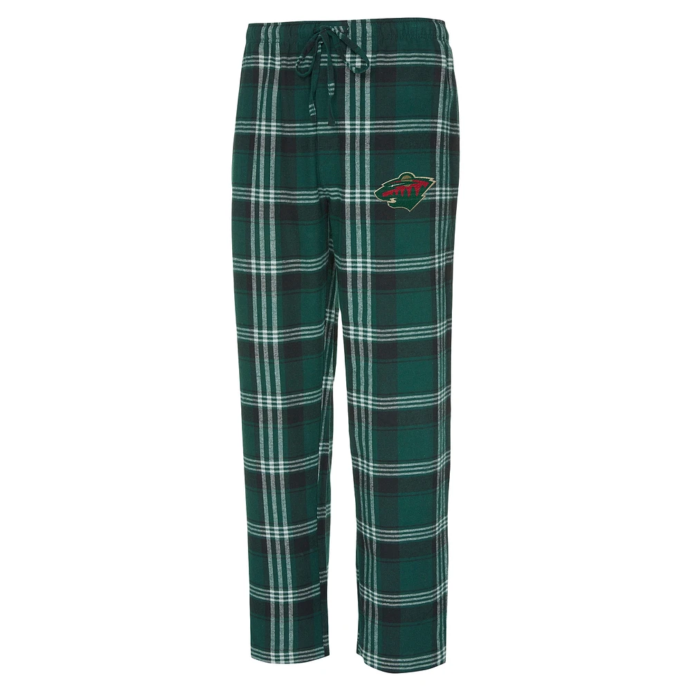 Men's Concepts Sport Green/Black Minnesota Wild Region Flannel Sleep Pants