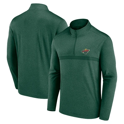 Haut à glissière quart de tour raglan vert foncé pour homme Minnesota Wild Head-to-Head