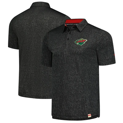 Polo jacquard Authentic Pro noir Minnesota Wild Fanatics pour homme