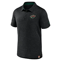 Men's Fanatics  Black Minnesota Wild Authentic Pro Jacquard Polo