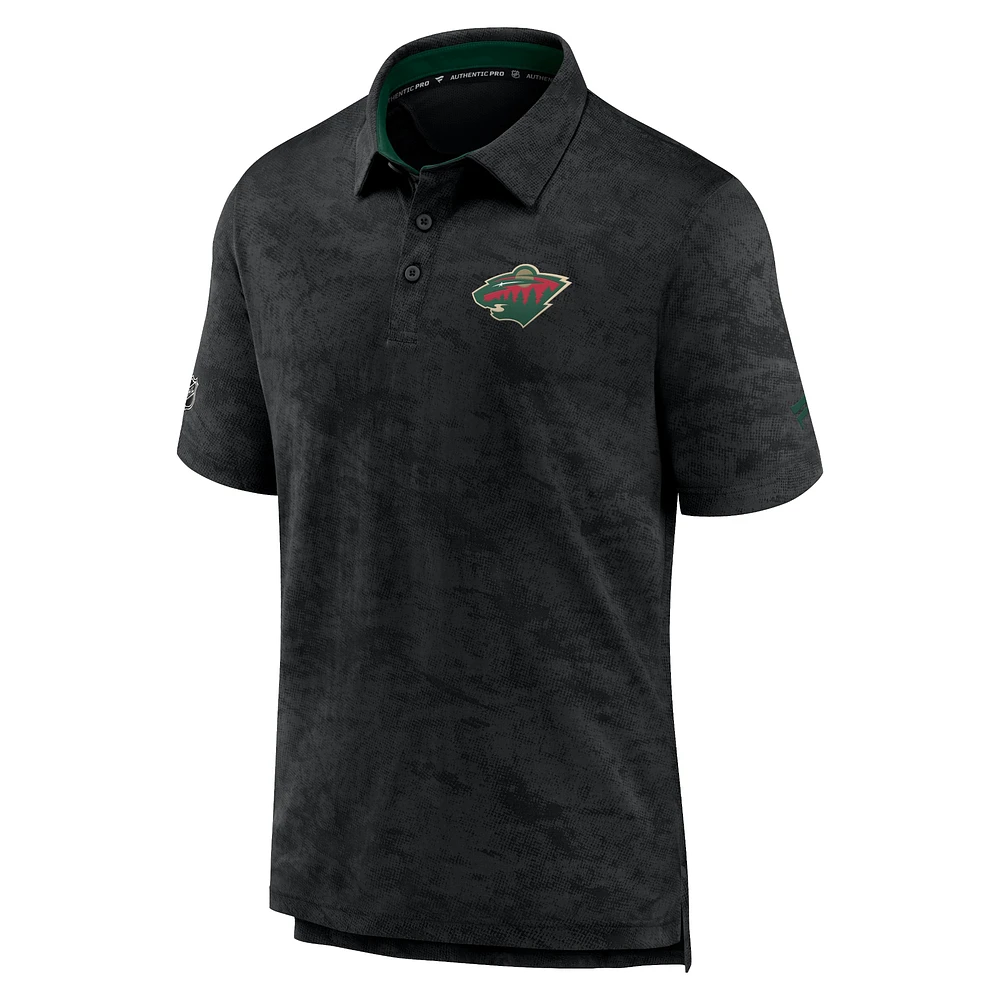 Men's Fanatics Black Minnesota Wild Authentic Pro Rink Polo