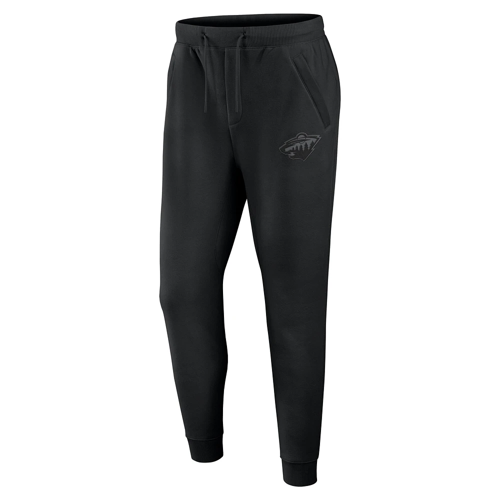 Men's Fanatics  Black Minnesota Wild Authentic Pro Road Fleece Sweatpants