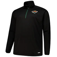 Haut à glissière quart de tour Authentic Pro Fanatics noir Minnesota Wild Big & Tall pour homme
