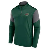 Haut zippé quart de tour avec logo vert du Minnesota Wild Fanatics pour hommes