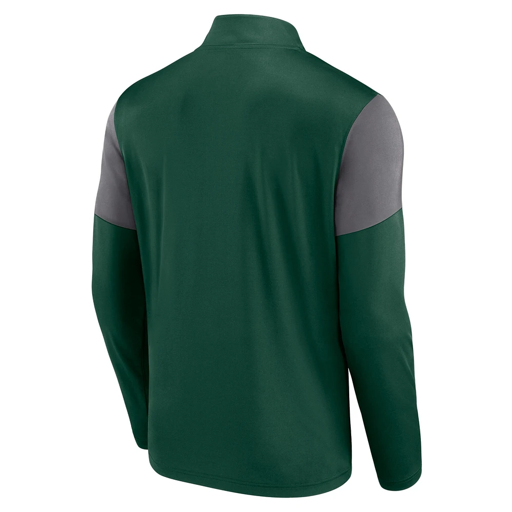 Haut zippé quart de tour avec logo vert du Minnesota Wild Fanatics pour hommes