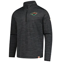 Men's Fanatics  Heather Charcoal Minnesota Wild Authentic Pro Lightweight Quarter-Zip Pullover