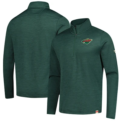 Pull léger à glissière quart de tour Fanatics Heather Green Minnesota Wild Authentic Pro pour homme