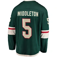 Men's Fanatics Jake Middleton Green Minnesota Wild Home Breakaway Player Jersey