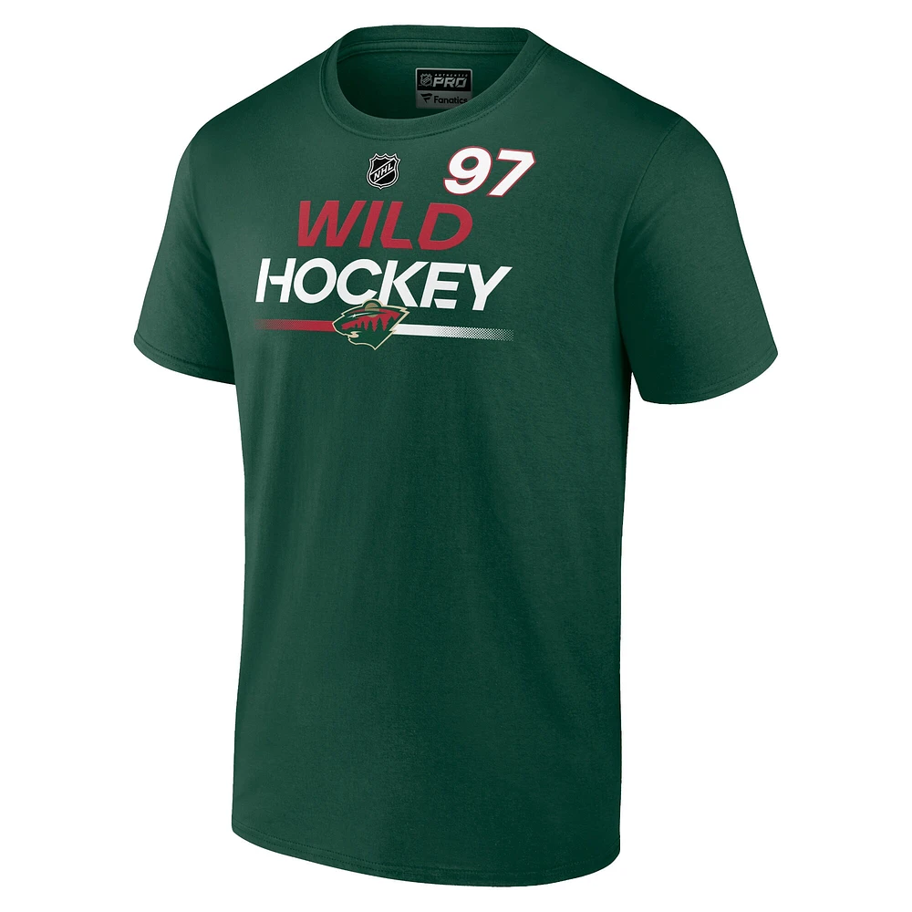 Men's Fanatics Kirill Kaprizov Green Minnesota Wild Authentic Pro Prime Name & Number T-Shirt