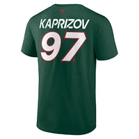 Men's Fanatics Kirill Kaprizov Green Minnesota Wild Authentic Pro Prime Name & Number T-Shirt