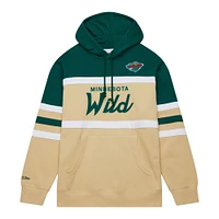 Men's Mitchell & Ness Cream/Green Minnesota Wild Head Coach Pullover Hoodie
