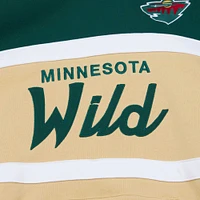 Men's Mitchell & Ness Cream/Green Minnesota Wild Head Coach Pullover Hoodie