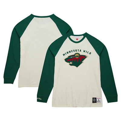 T-shirt à manches longues raglan vintage flammé légendaire Minnesota Wild de Mitchell & Ness pour hommes