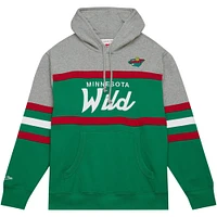 Men's Mitchell & Ness Green/Gray Minnesota Wild Head Coach Pullover Hoodie