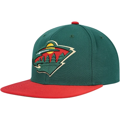 Casquette Snapback Mitchell & Ness Minnesota Wild Core Team Ground 2.0 verte pour homme