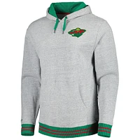 Men's Mitchell & Ness  Heather Gray Minnesota Wild Classic French Terry Pullover Hoodie