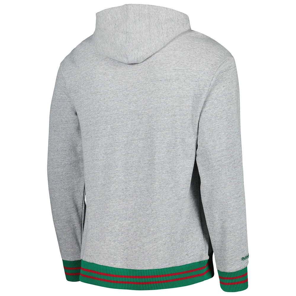 Men's Mitchell & Ness  Heather Gray Minnesota Wild Classic French Terry Pullover Hoodie