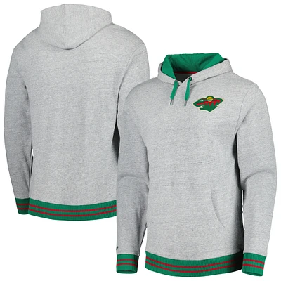 Men's Mitchell & Ness  Heather Gray Minnesota Wild Classic French Terry Pullover Hoodie