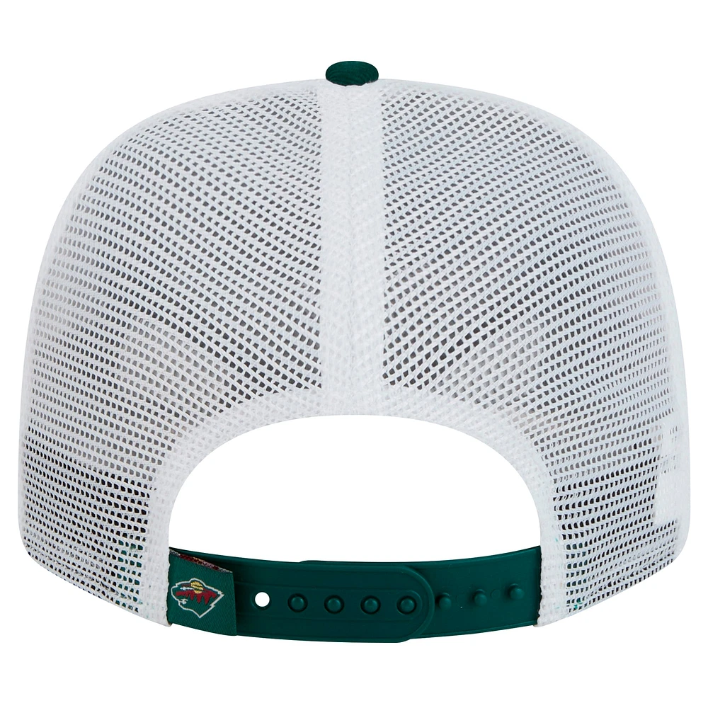 Men's New Era Green Minnesota Wild Core Trucker 9SEVENTY Stretch-Snap Hat